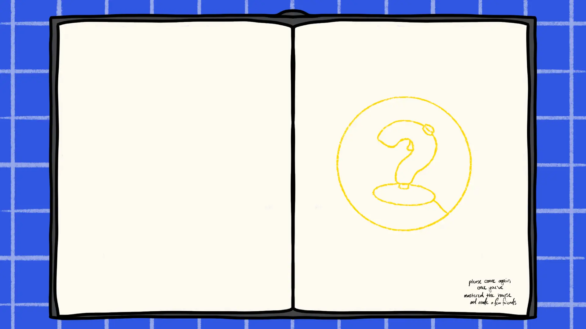 An open book featuring a golden stamp of the Should You Play logo along with some miniature text on the right page.