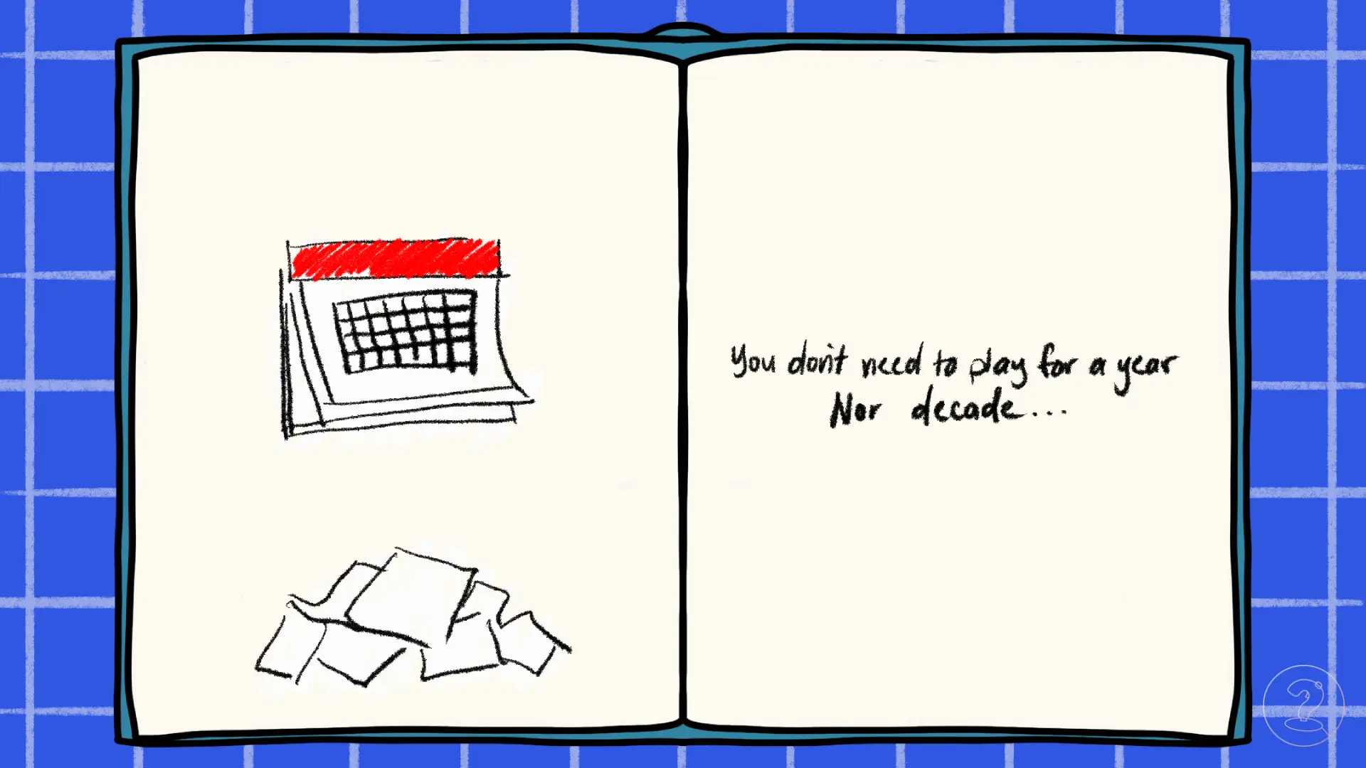An open book with an image of a calendar on the left page along with text on the right.
