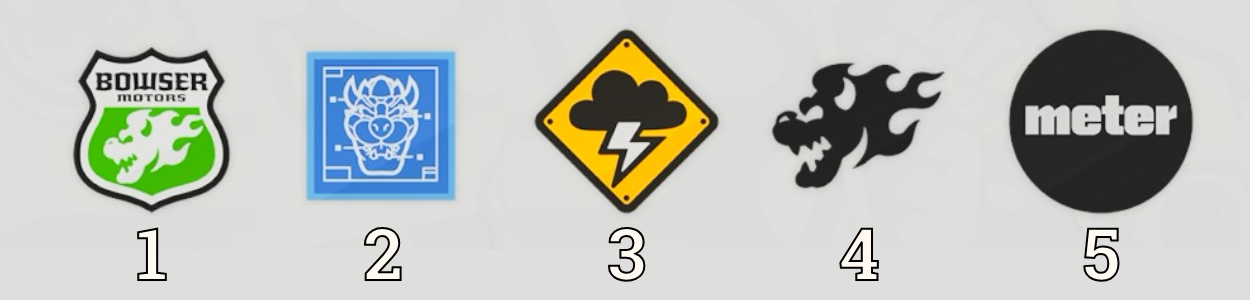 The five stickers unlocked from the "?" panels in Bowser's Castle.