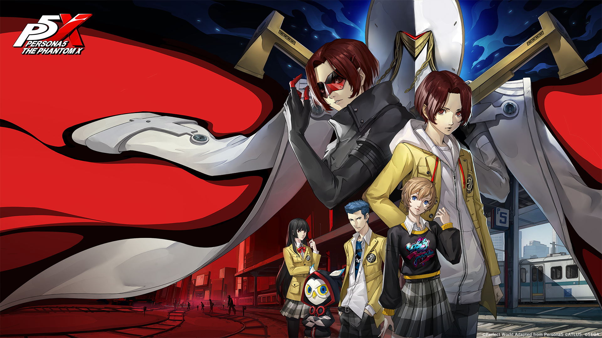 Key art for Persona 5: The Phantom X, which features the main cast of characters and their personas.