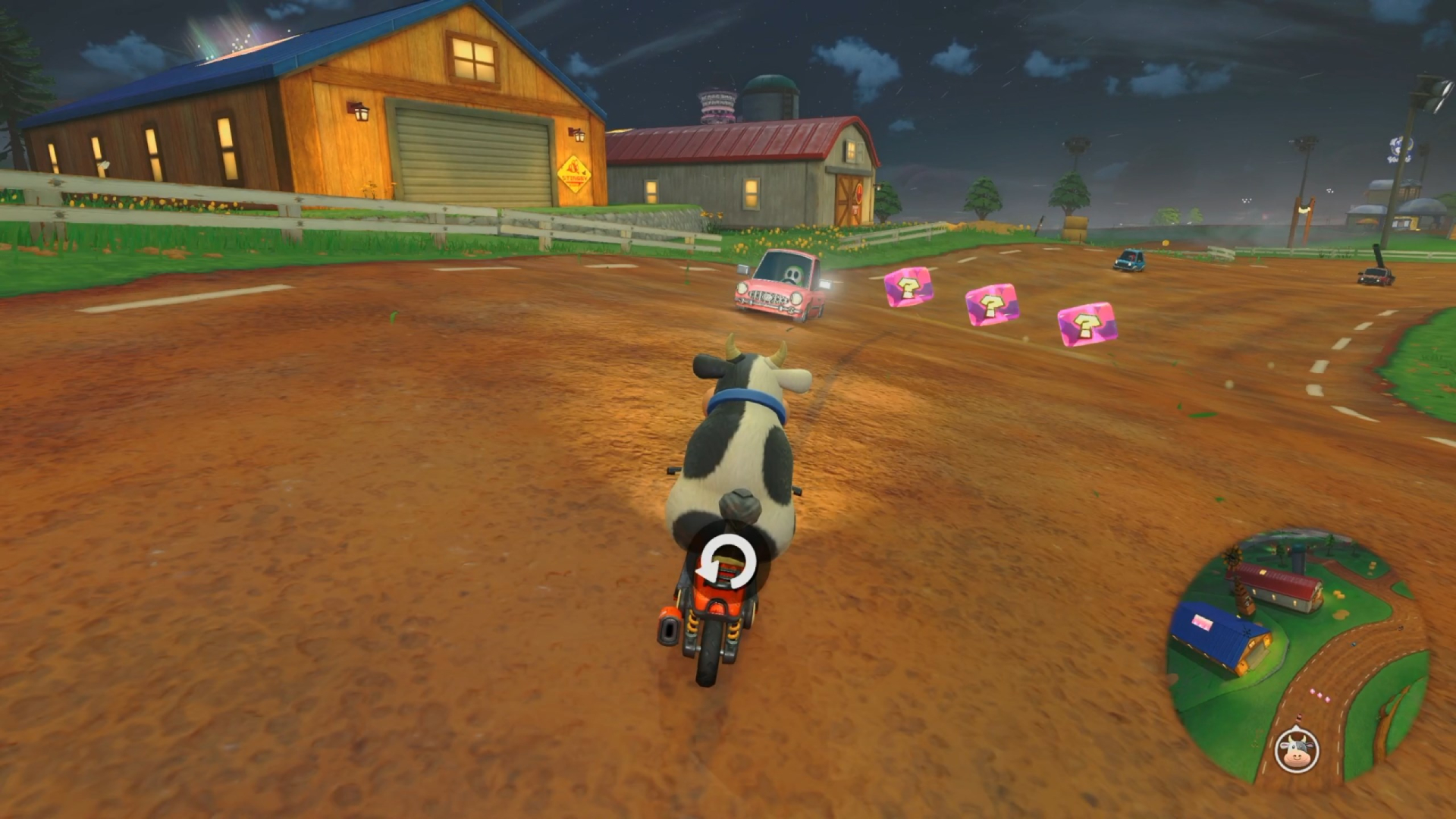 Cow using the rewind feature in Mario Kart World.